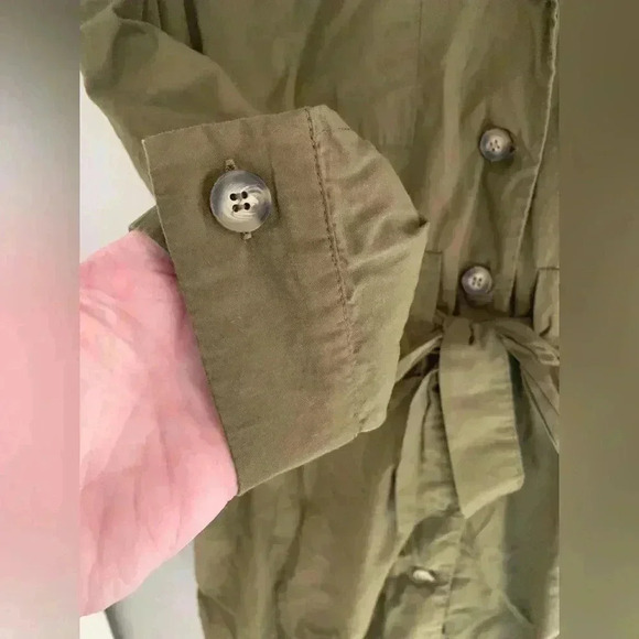 Woman’s ZARA Army Green Long Sleeve Lightweight Button Military Jacket Size M - Picture 4 of 8